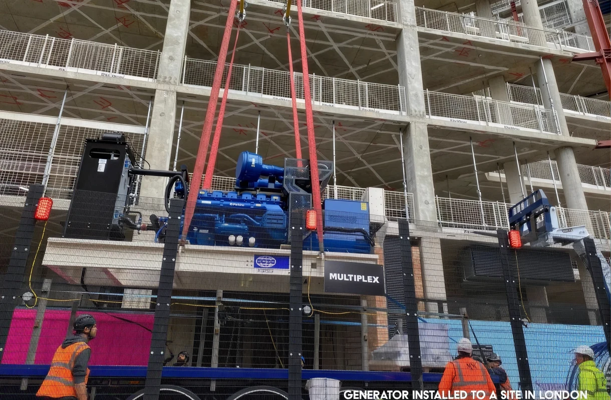Construction site with installed generator