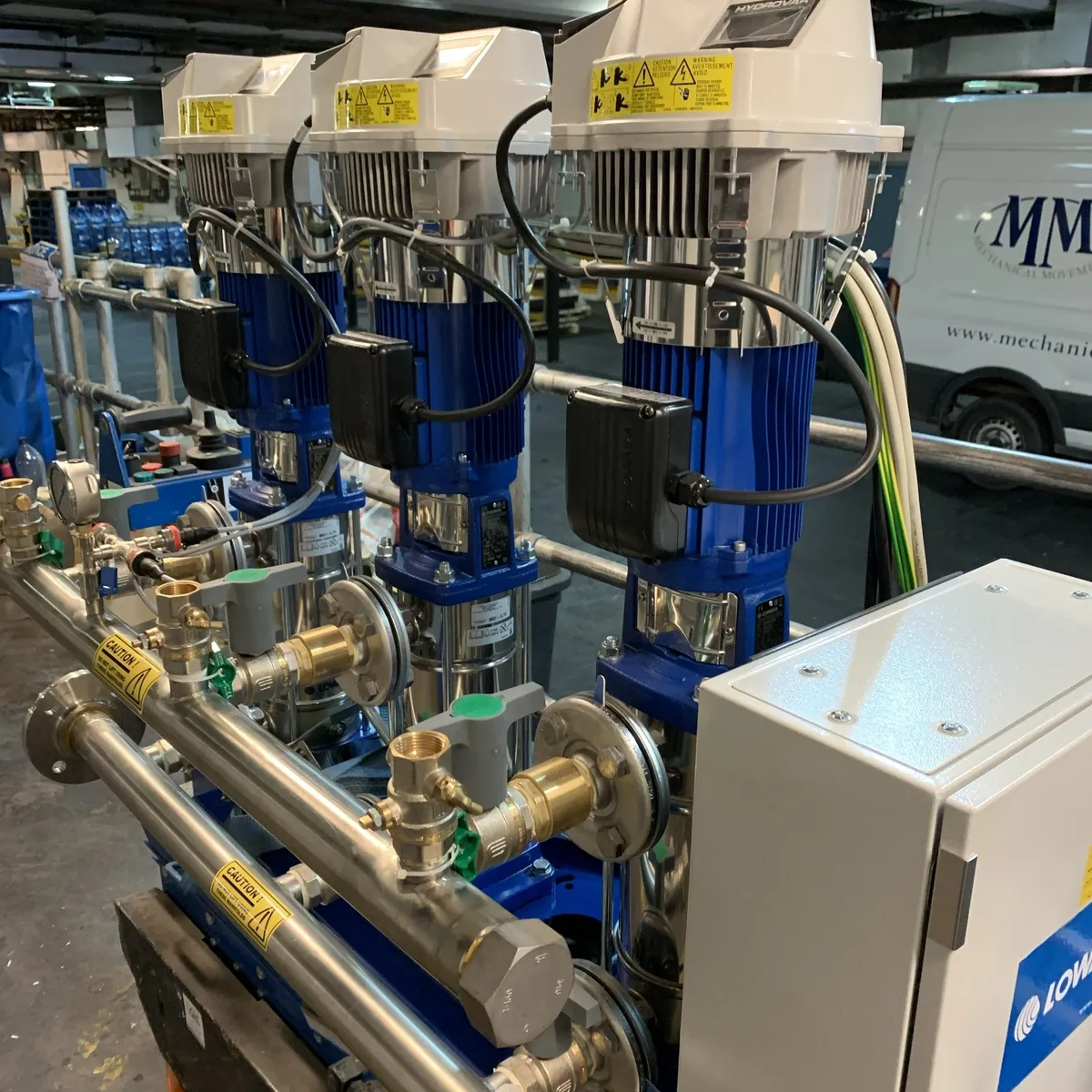 Industrial pumps in a mechanical setup